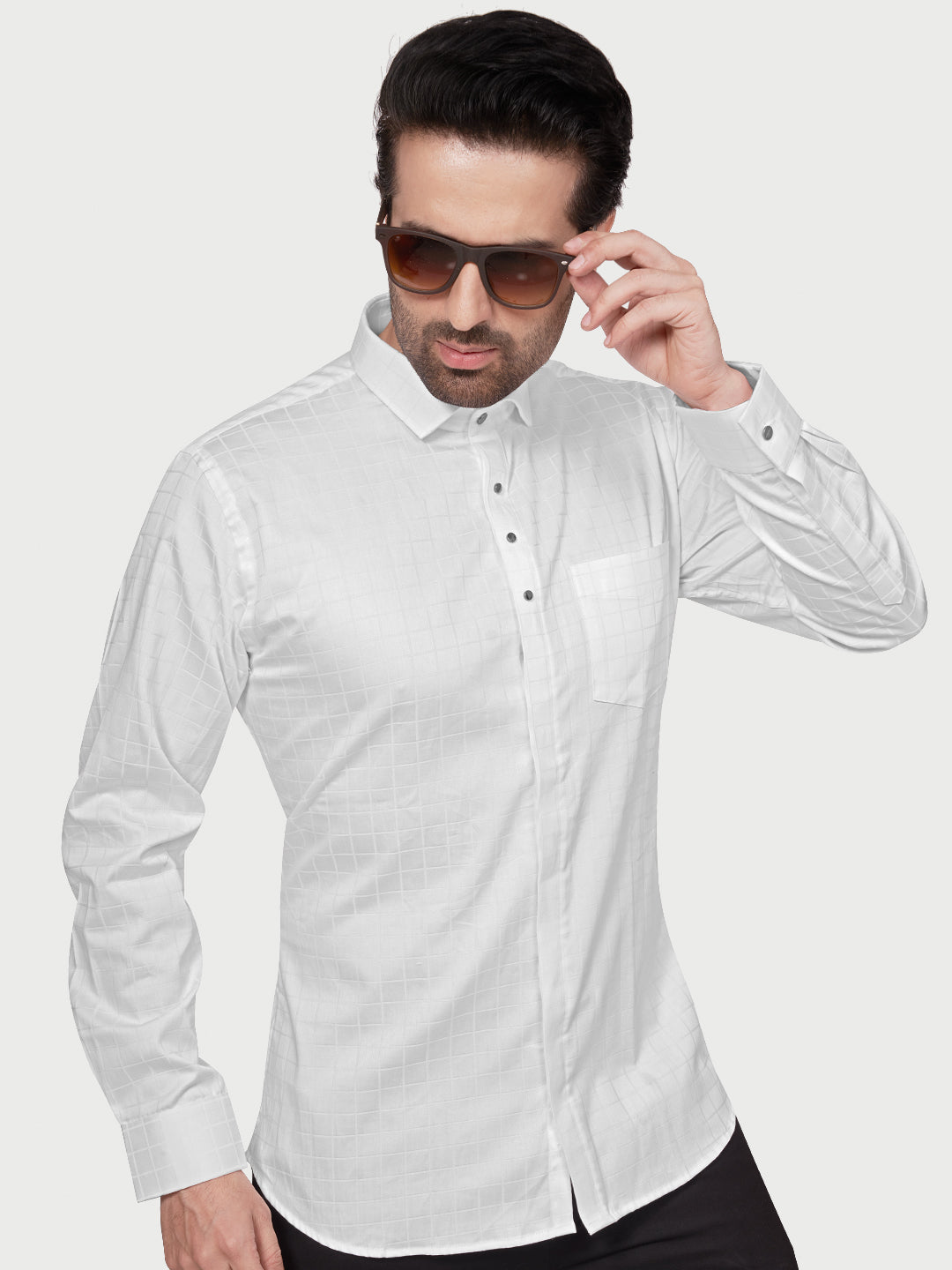 Black & White Designer Shimmer Shirt White