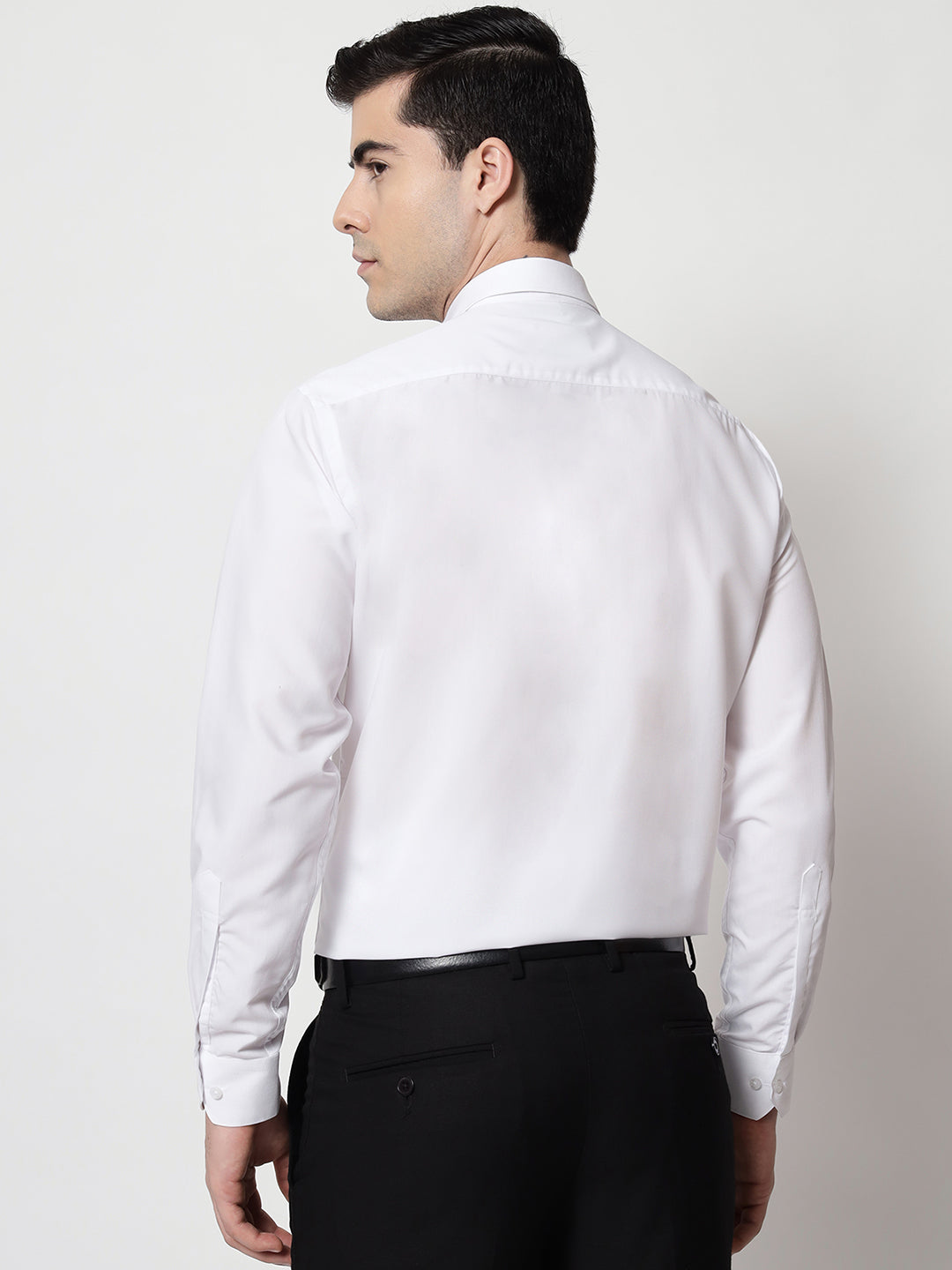 Black & White Men's Formal Cufflink Shirt White-1