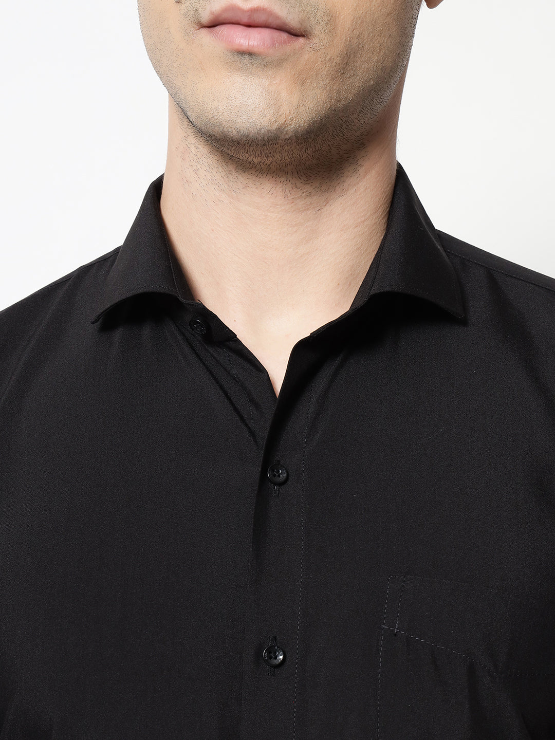 Black & White Men's Formal Cufflink Shirt White-2