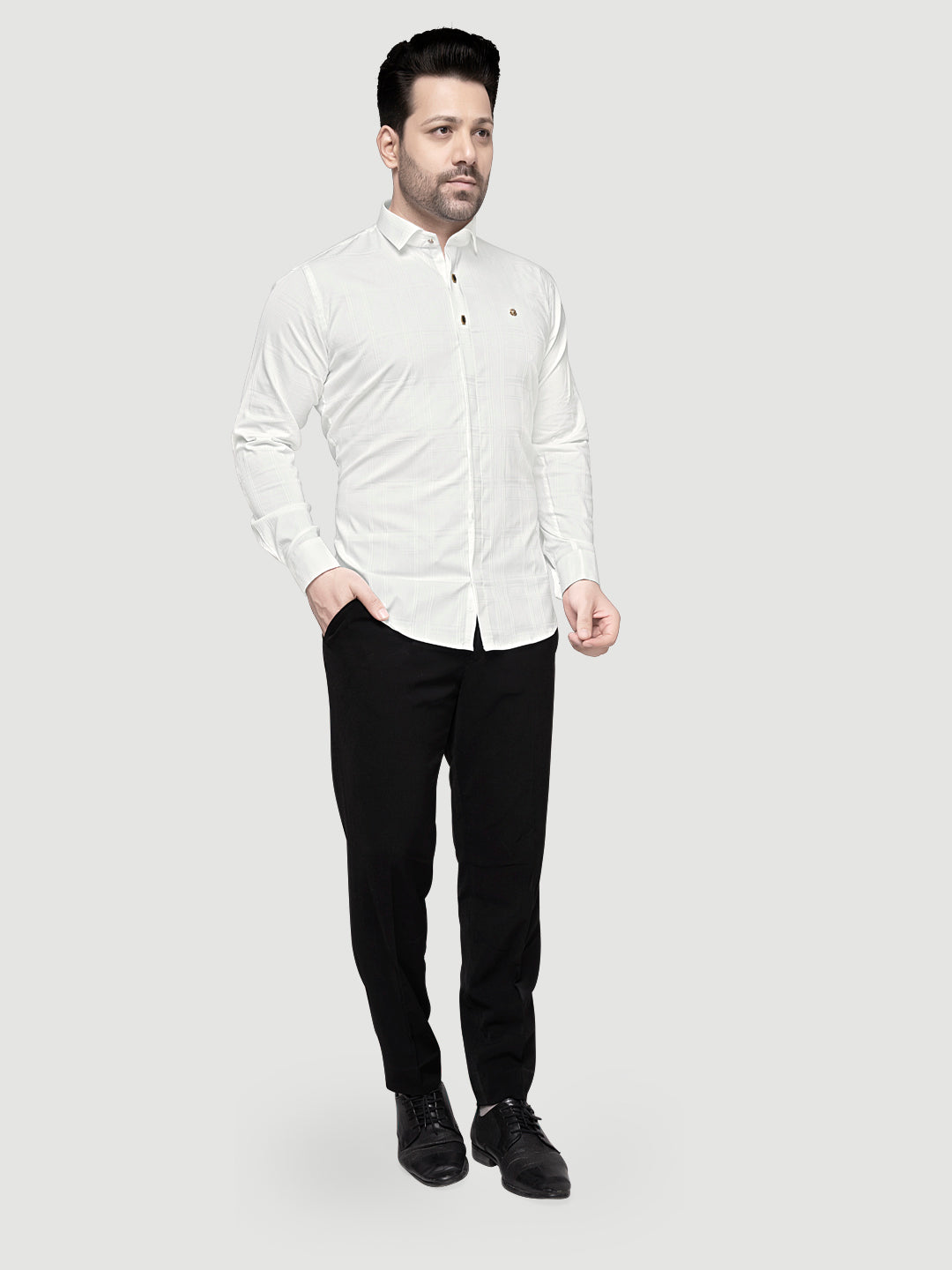 Designer Shirts with Collar Accessories- White