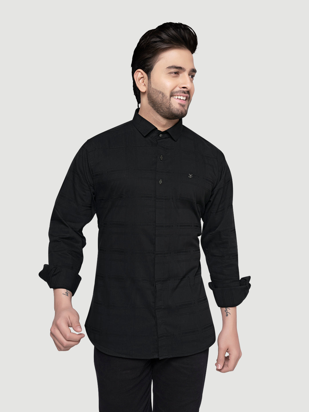 Designer Shirts with Collar Accessories- Black