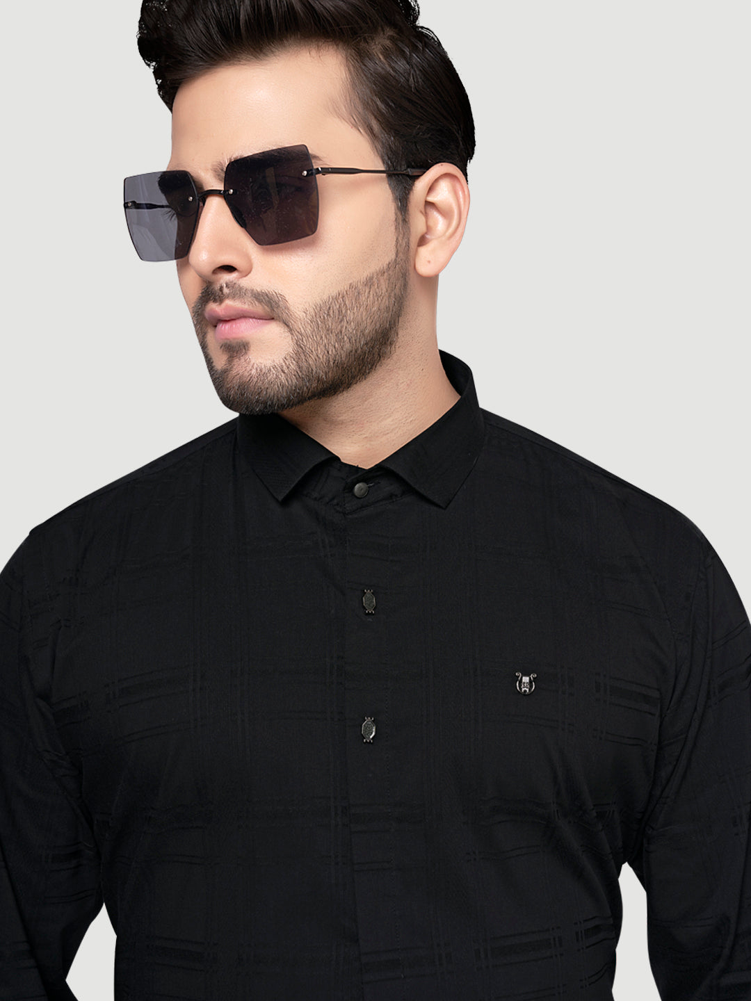Designer Shirts with Collar Accessories- Black