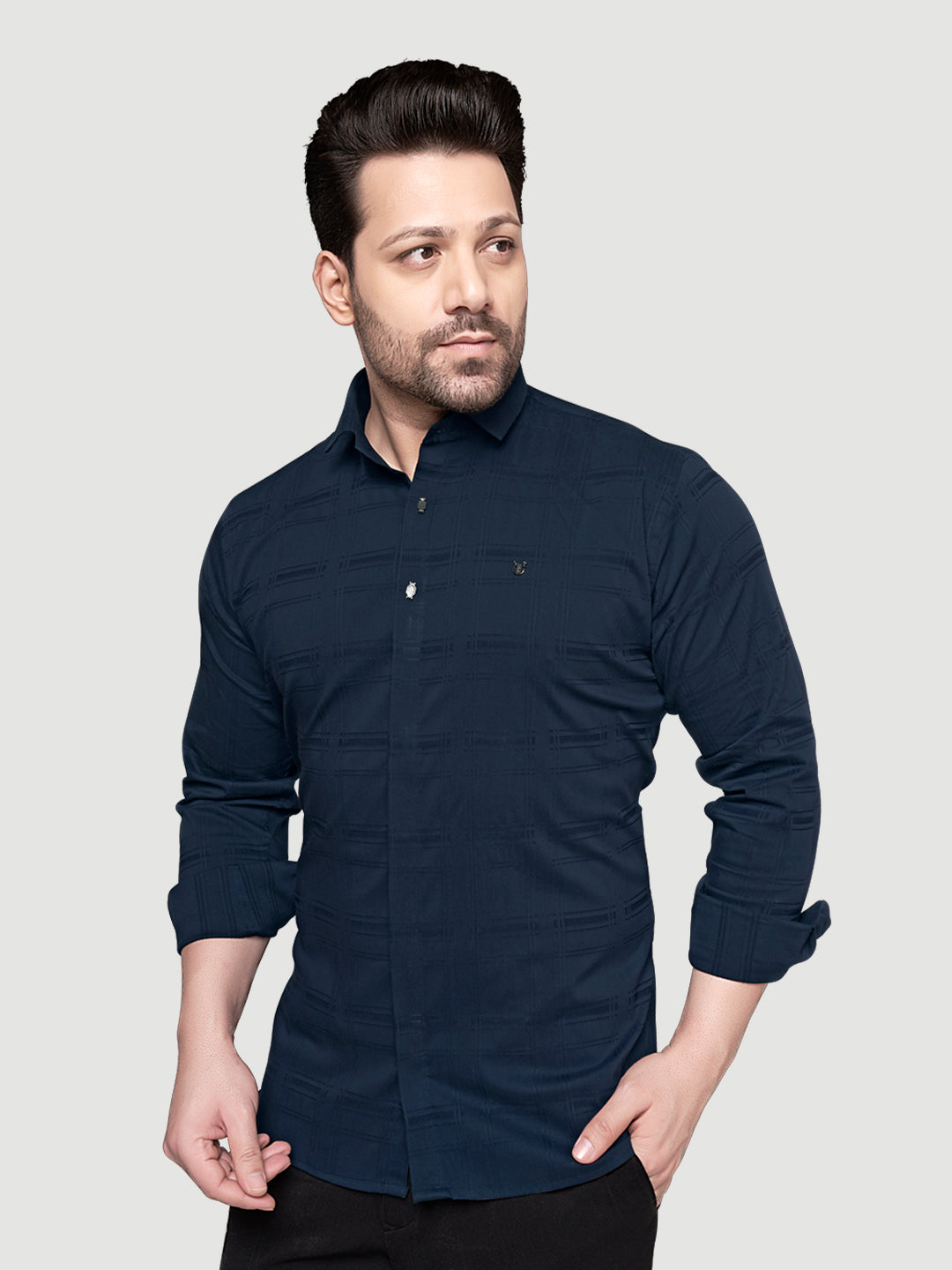 Black and White Shirts Designer Shirts with Collar Accessories- Blue