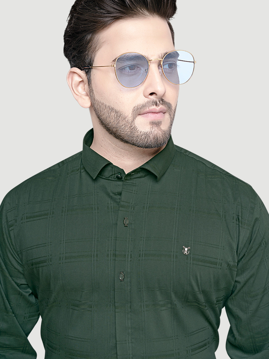 Designer Shirts with Collar Accessories- Green