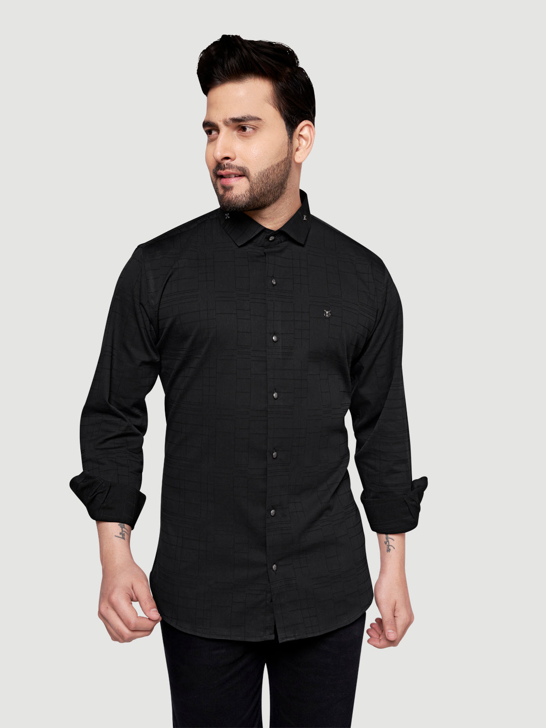 Men's Designer Shirt with Collar Accessory & Broach-3