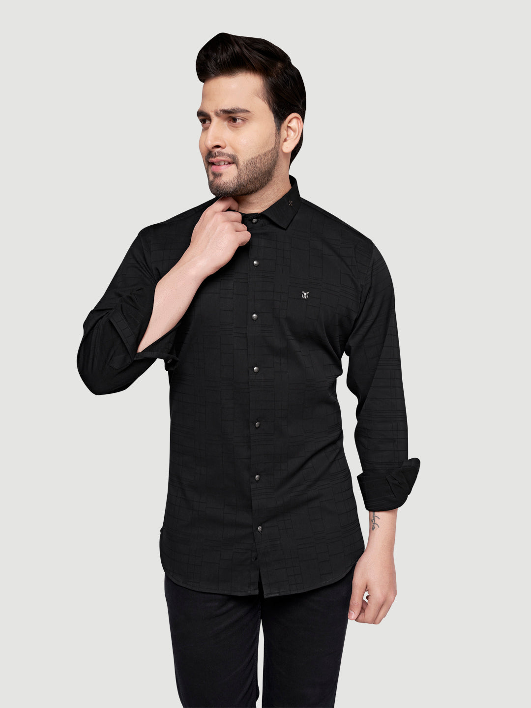 Men's Designer Shirt with Collar Accessory & Broach-3