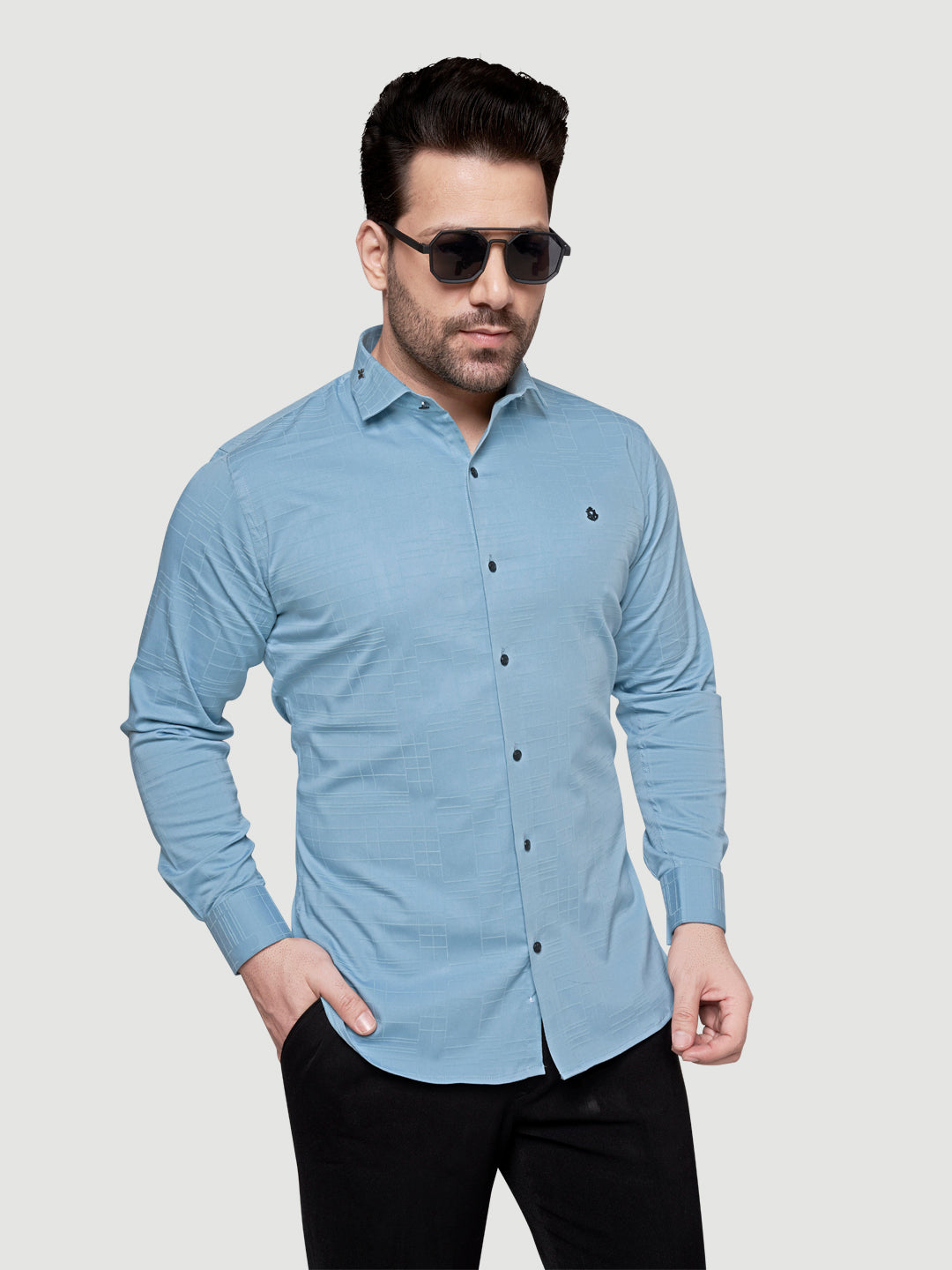 Men's Designer Shirt with Collar Accessory & Broach-4