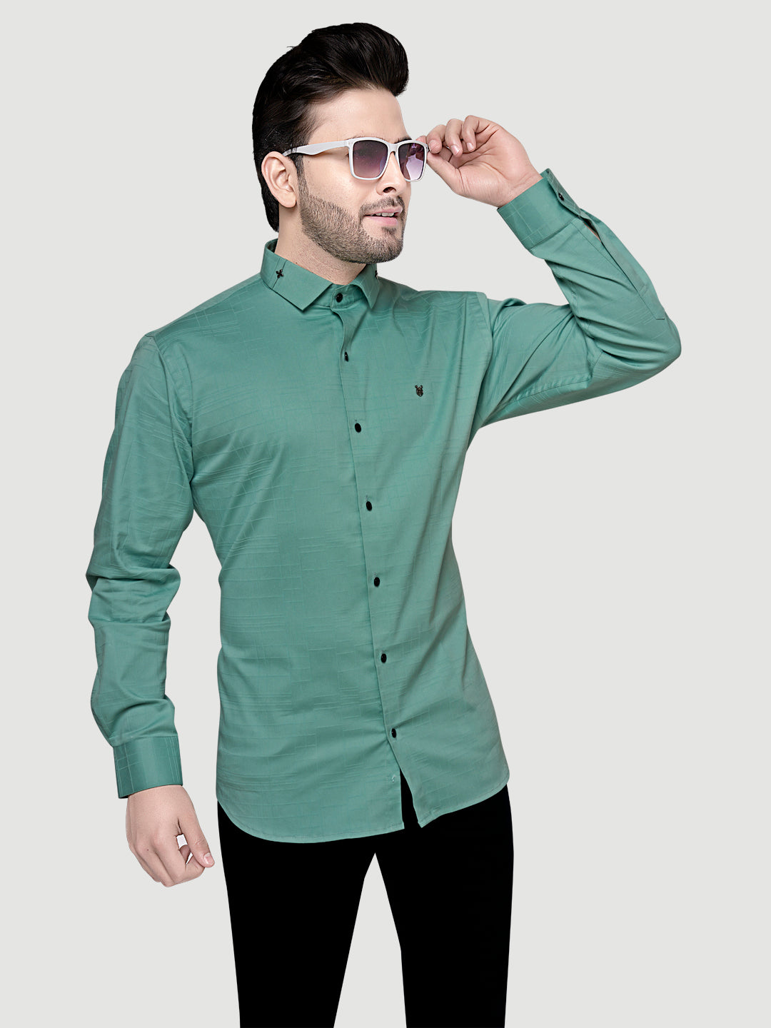 Men's Designer Shirt with Collar Accessory & Broach-5