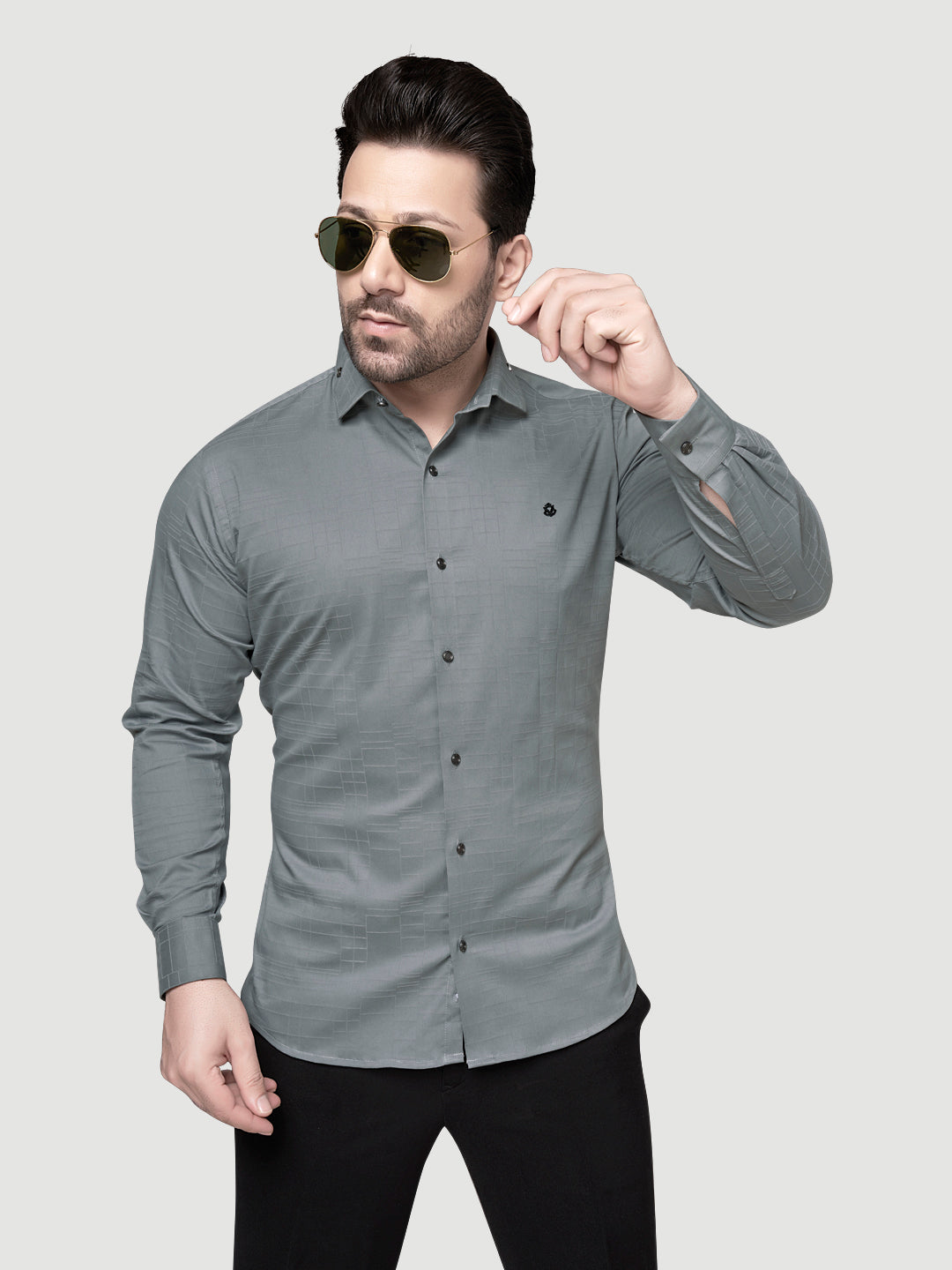 Men's Designer Shirt with Collar Accessory & Broach-6