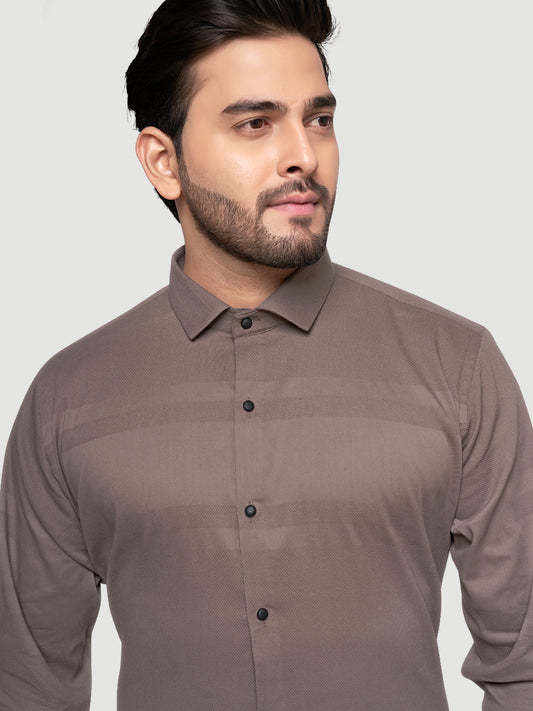 Black and White Men's Designer Shirt with Collar Accessory & Broach 6