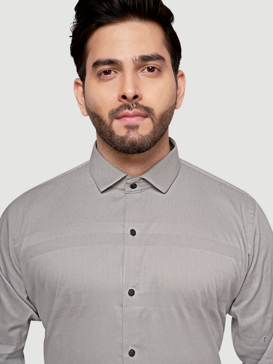 Black and White Men's Designer Shirt with Collar Accessory & Broach 3