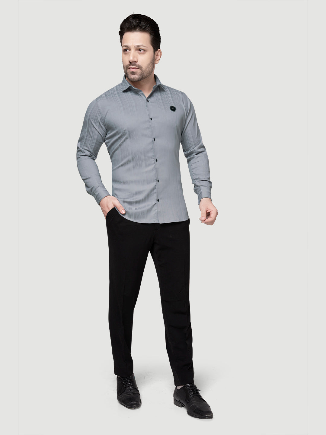 Black and White Shirts Men's Designer Shirt with Broach-1