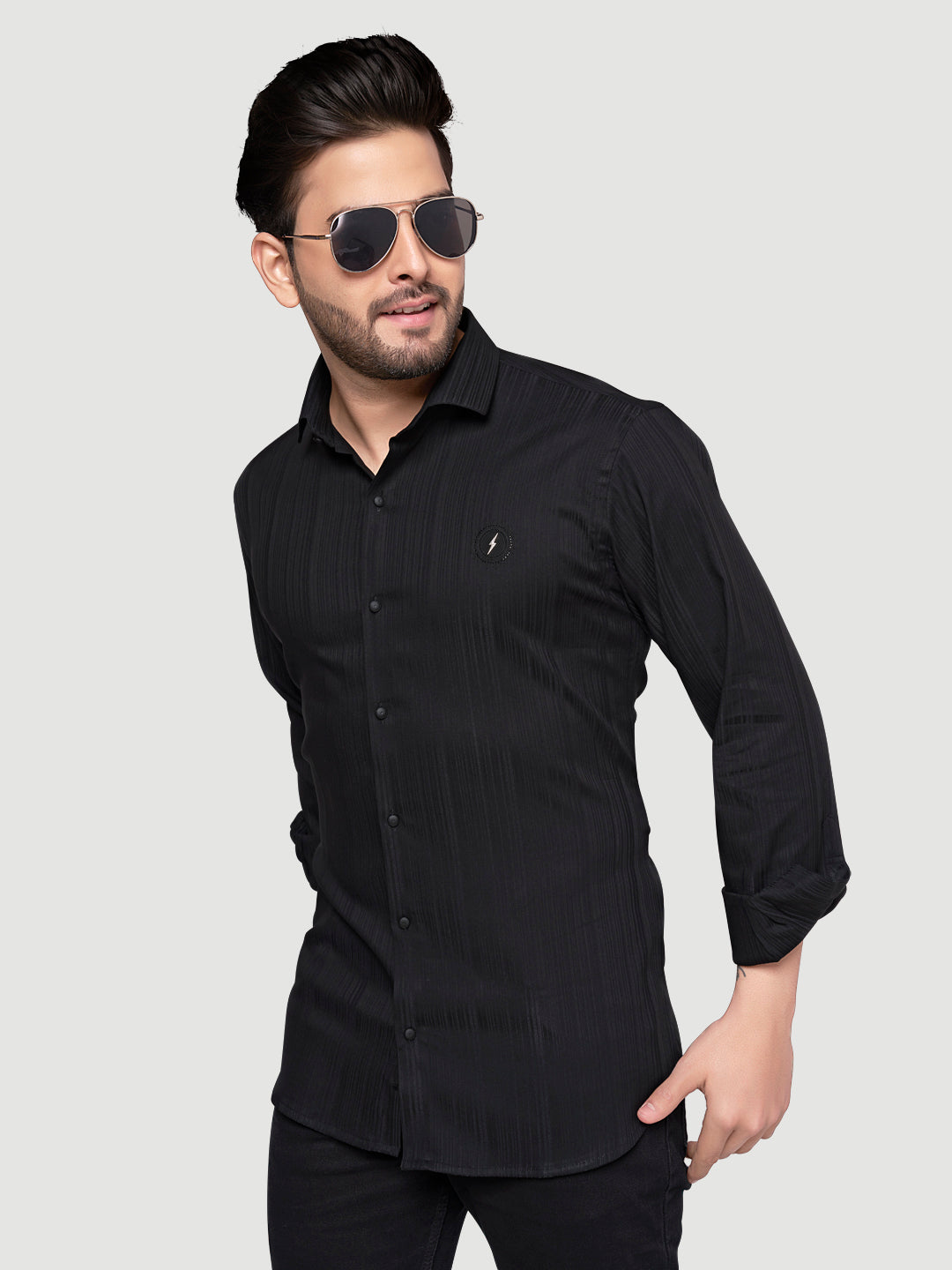 Black and White Shirts Men's Designer Shirt with Broach-4