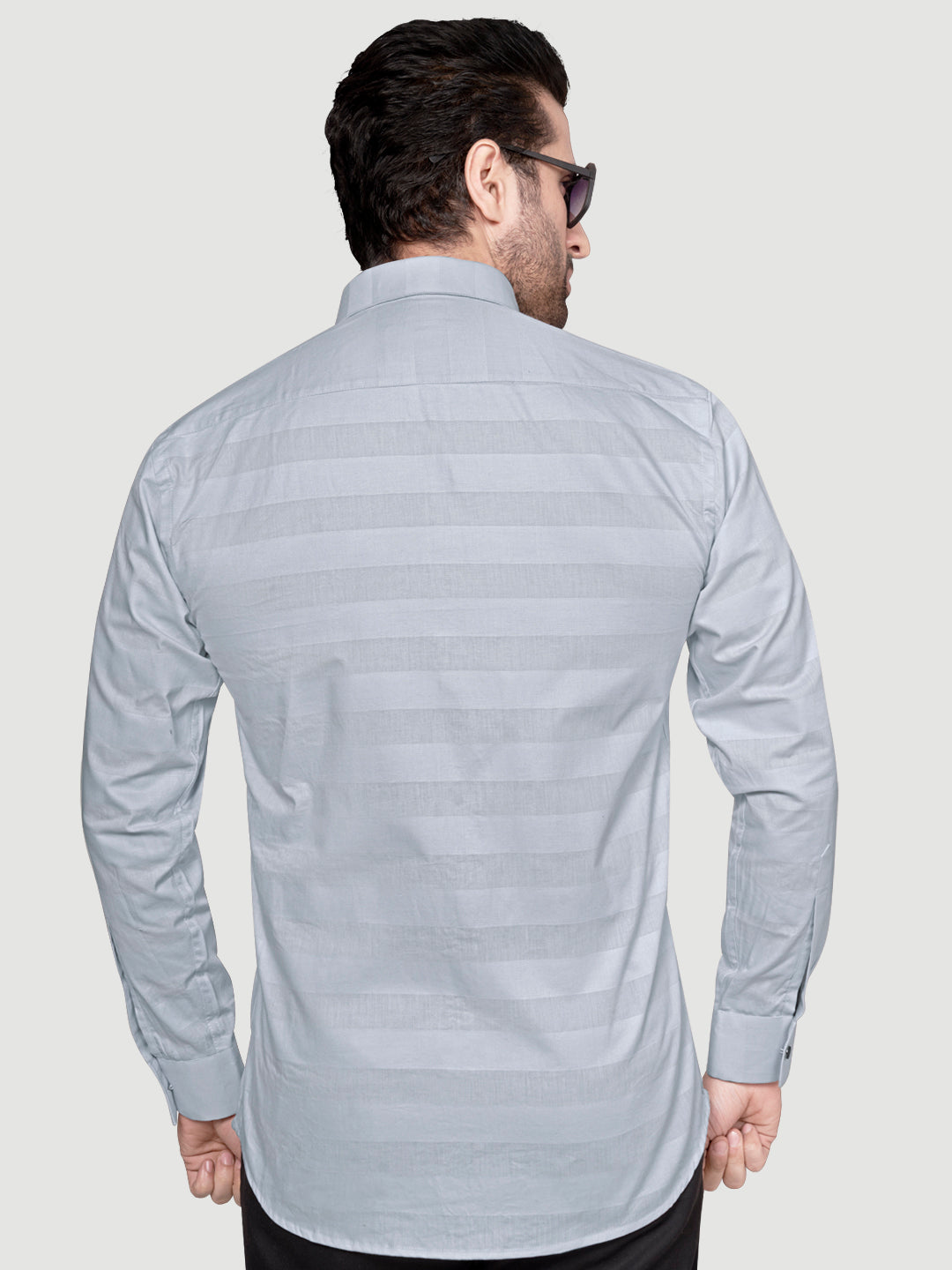 Black and White Men's Weft Designer Shirt French Grey