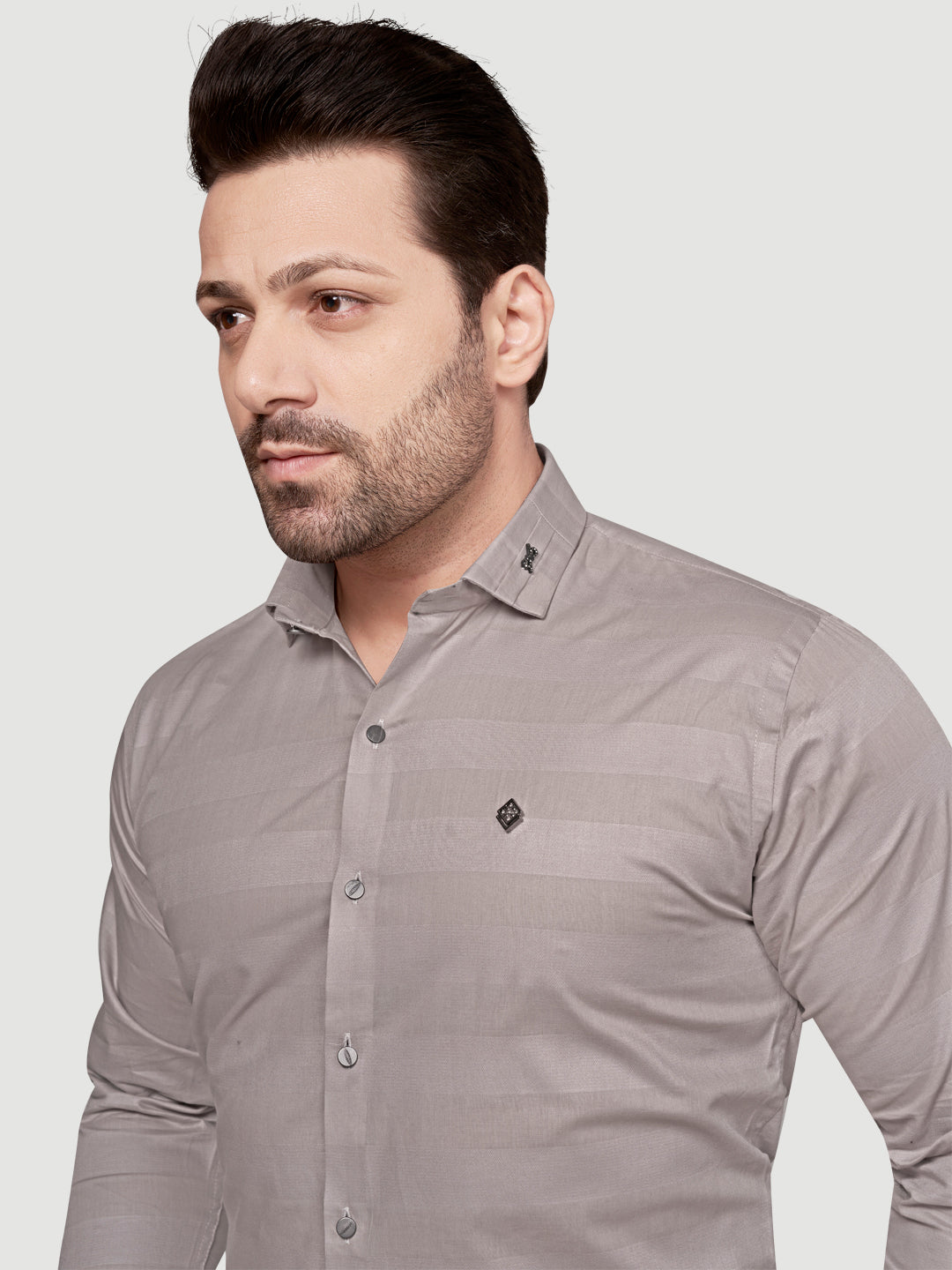 Black and White Men's Weft Designer Shirt Dusty Grey