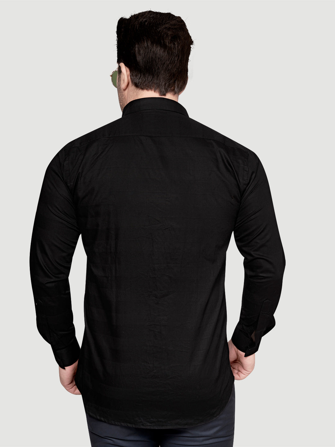 Black and White Men's Weft Designer Shirt Black