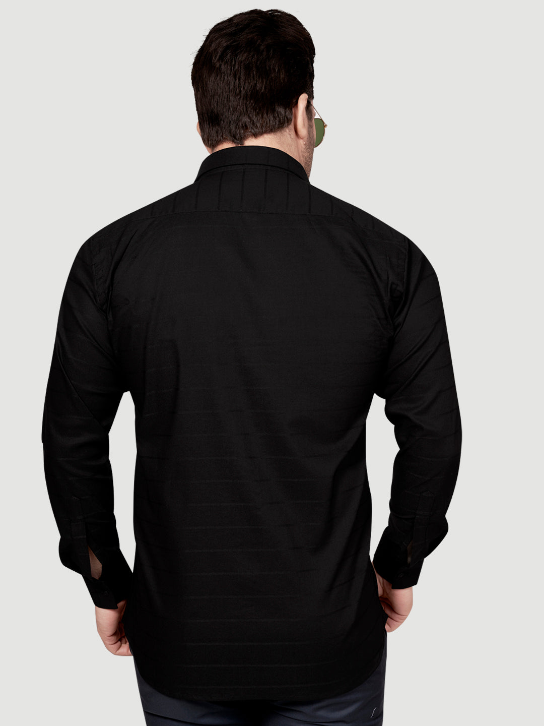 Black and White Men's Designer Shirt with Collar Accessory & Designer Broach Black