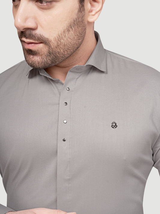 Black & White Designer Shirts with Shimmer Buttons Grey