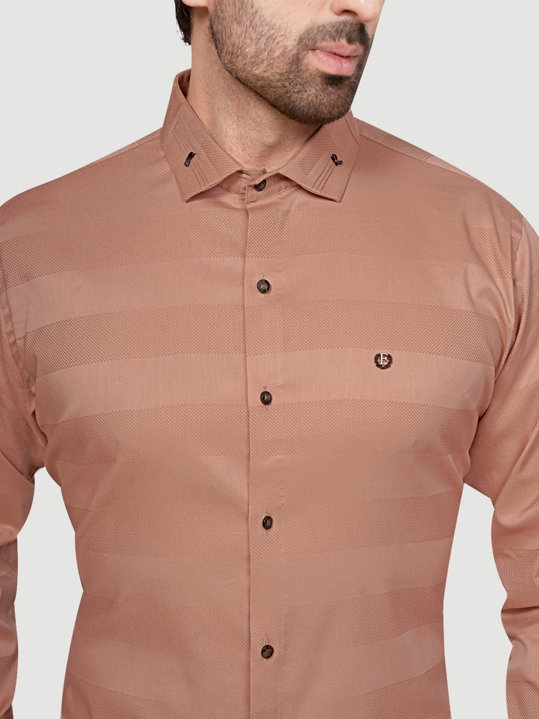 Black and White Men's Designer Shirt with Collar Accessory & Designer Broach Orange