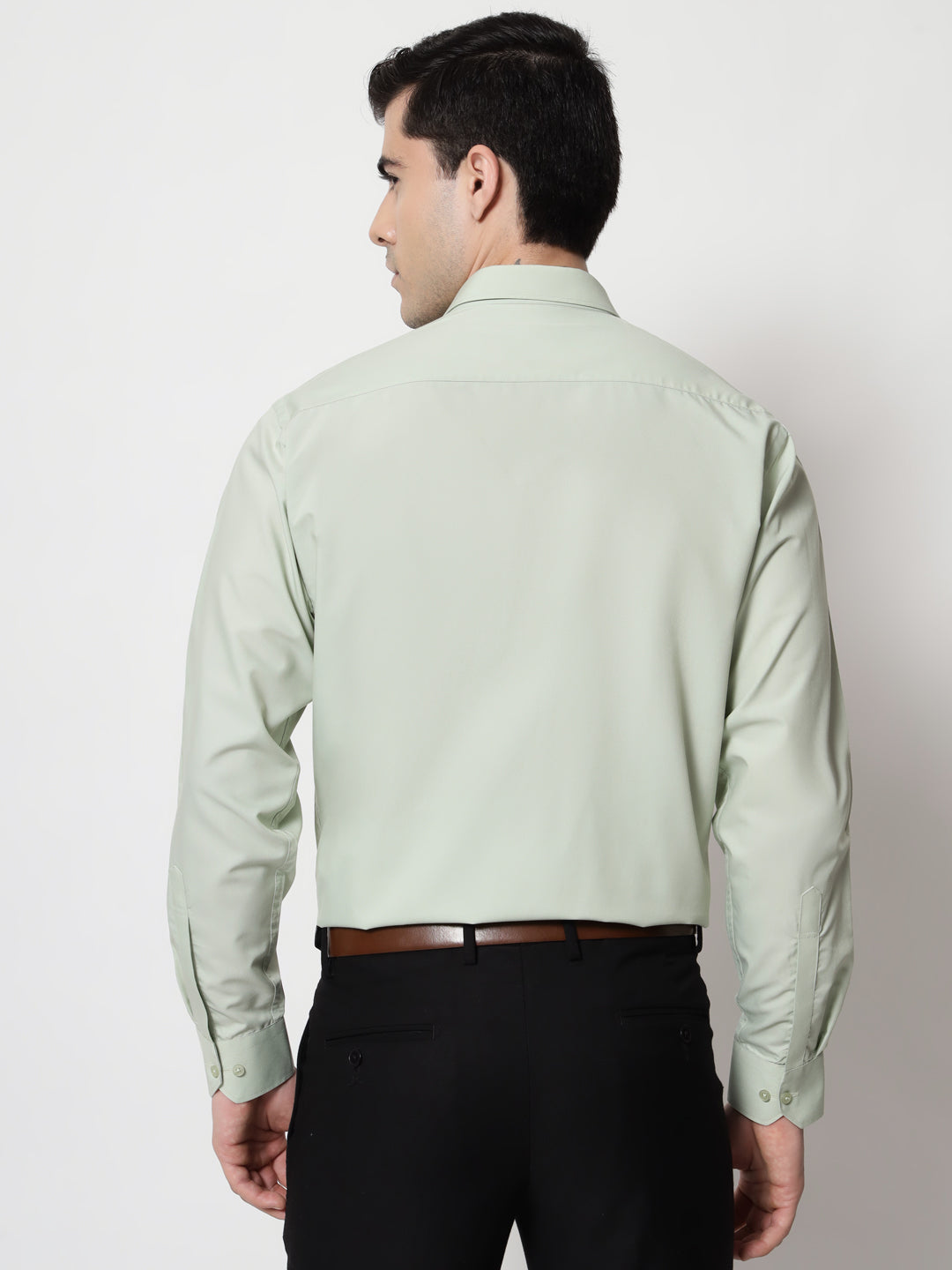 Black and White Shirts Mint Green Plain Solid Shirt
