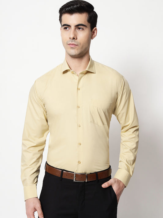 Black and White Shirts Flax Gold Plain Solid Shirt
