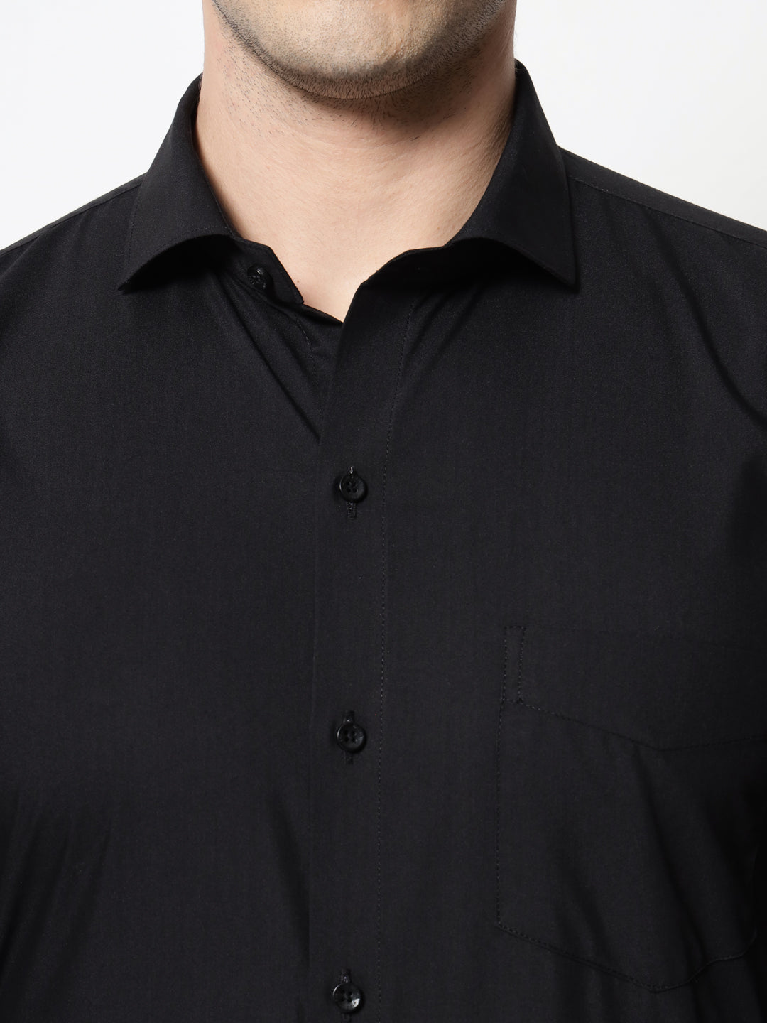 Black and White Shirts Black Plain Solid Shirt