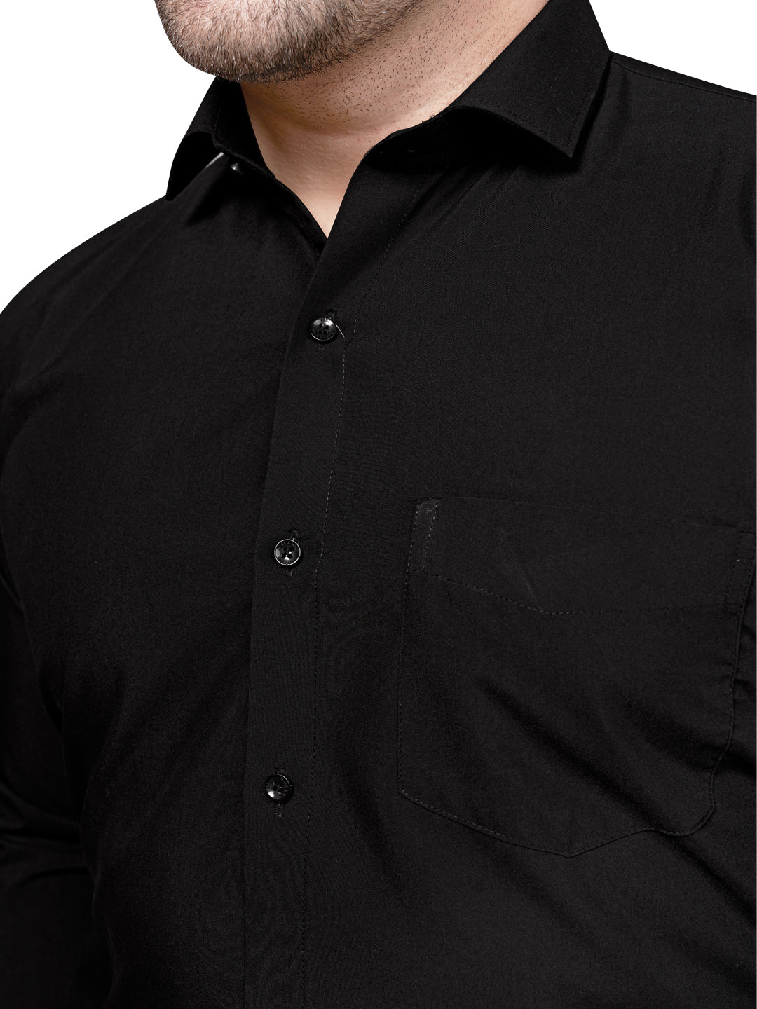 Black & White Men's Formal Cufflink Shirt Black