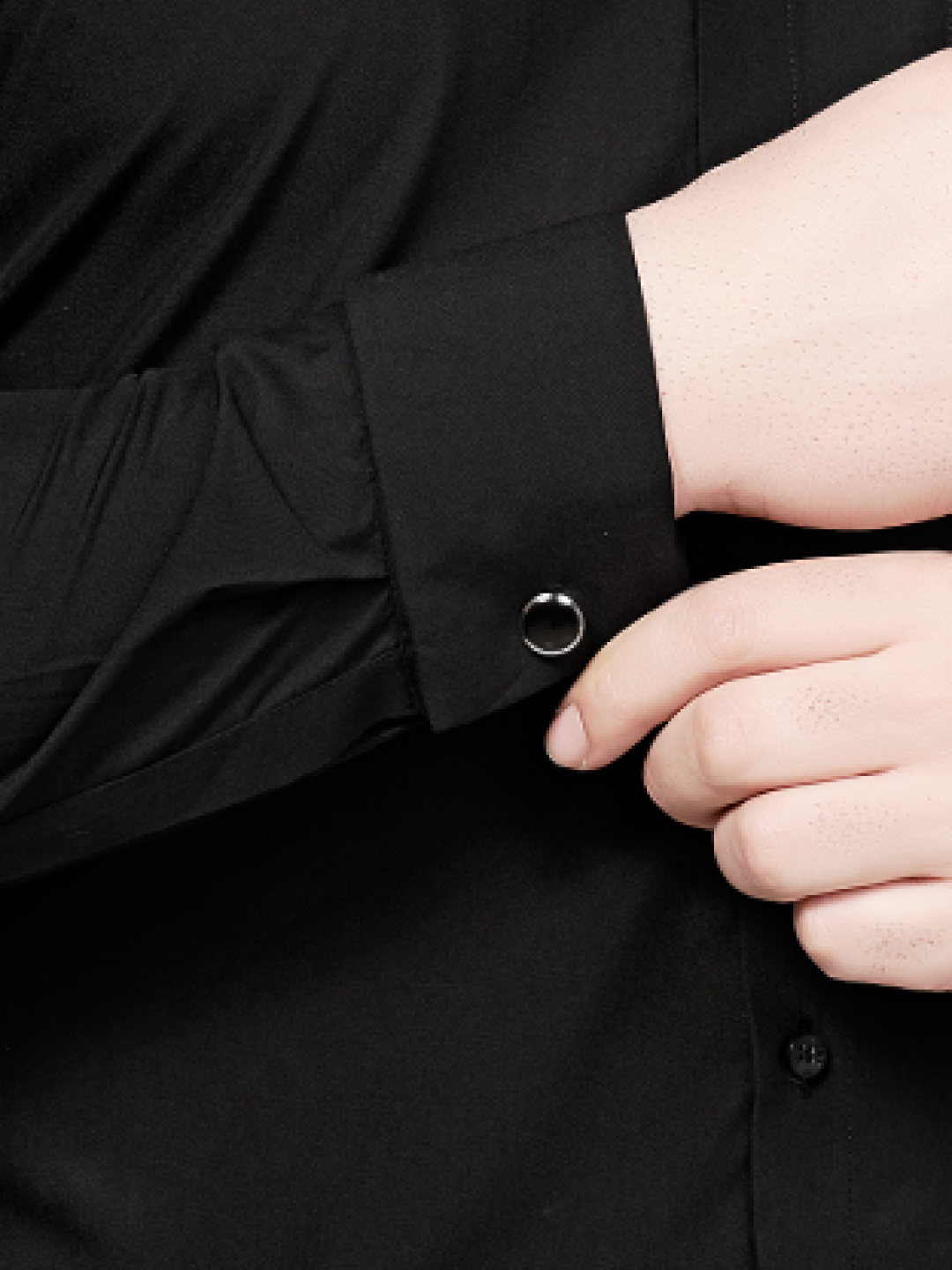 Black & White Men's Formal Cufflink Shirt Black